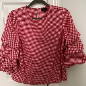 Who What Wear Red Gingham Top